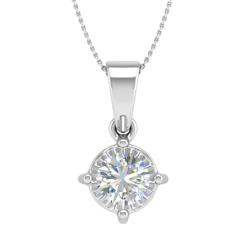 Cosmic charm necklaces-1/2 Carat 4-Prong Set Diamond Solitaire Pendant Necklace in Gold (Silver Chain Included) - IGI Certified