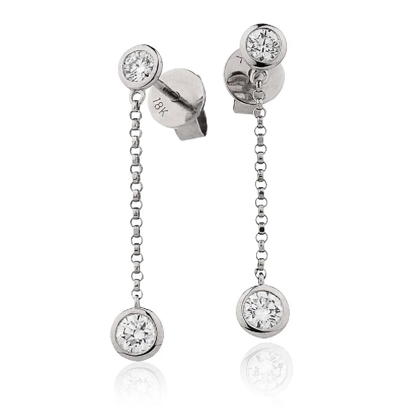 Shiny pearl earrings-DIAMOND DROP EARRING IN 18K WHITE GOLD