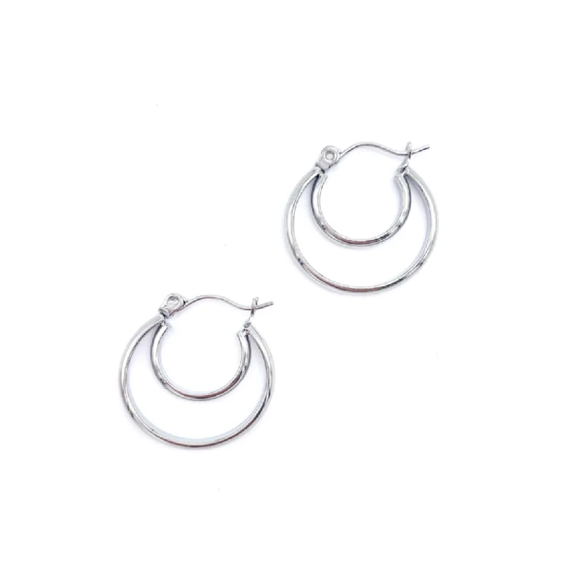 Curved design earrings-14k Gold Plated Crescent Midi Hoops