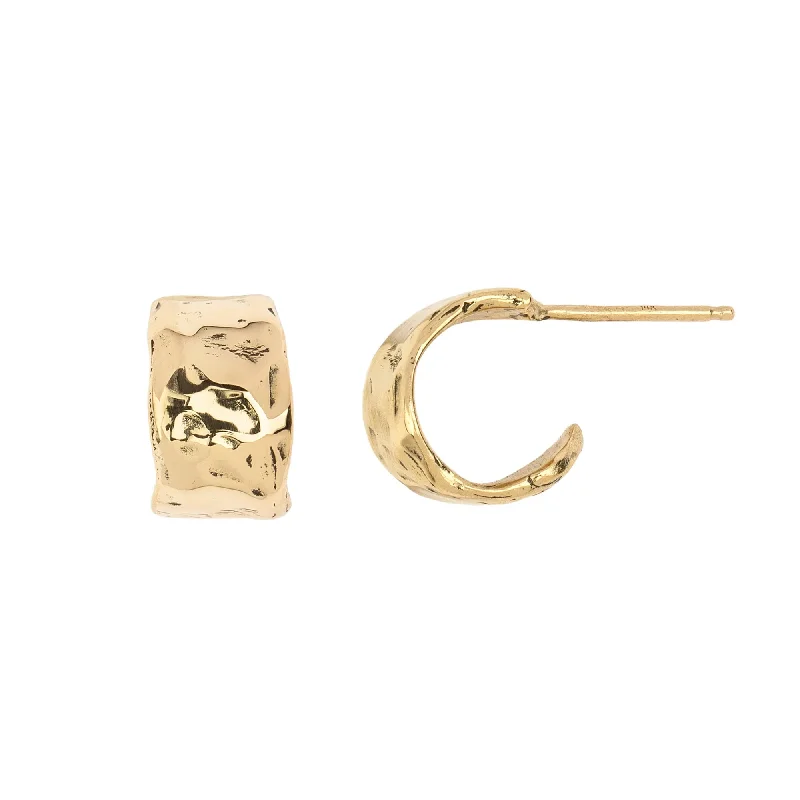 Smooth drop earrings-Solid 14K Gold Huggie Earring