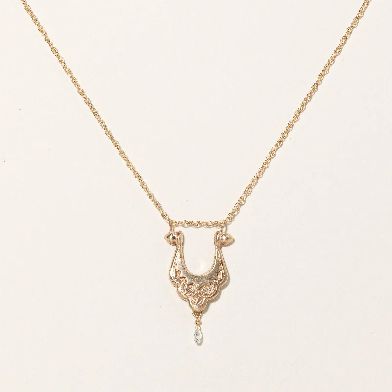 Tribal medallion necklaces-Briolette Diamond Pendant & Necklace | 0.05ct | 15.5" |