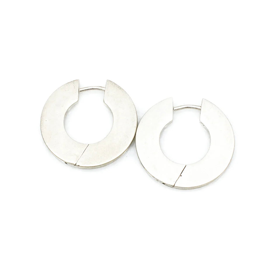 Thin hoop earrings-Flat Wide Huggie Earrings