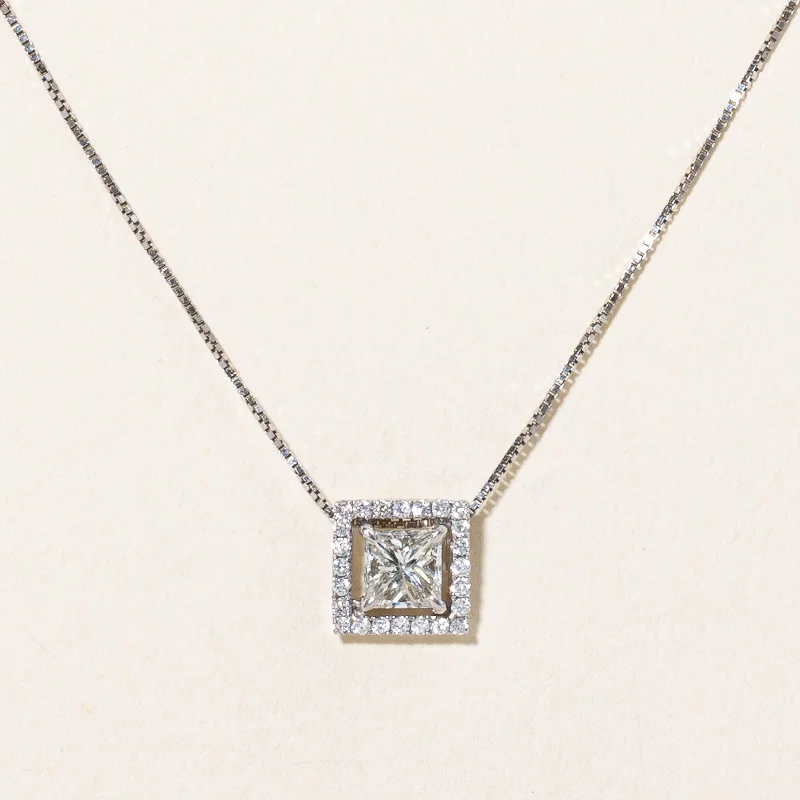 Smooth pendant necklaces-Princess Cut Diamond Pendant & Necklace | 0.64ctw | 16" |