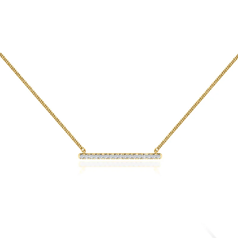 Hawk feather necklaces-AMAL - Lab Diamond Bar Necklace 18k Yellow Gold