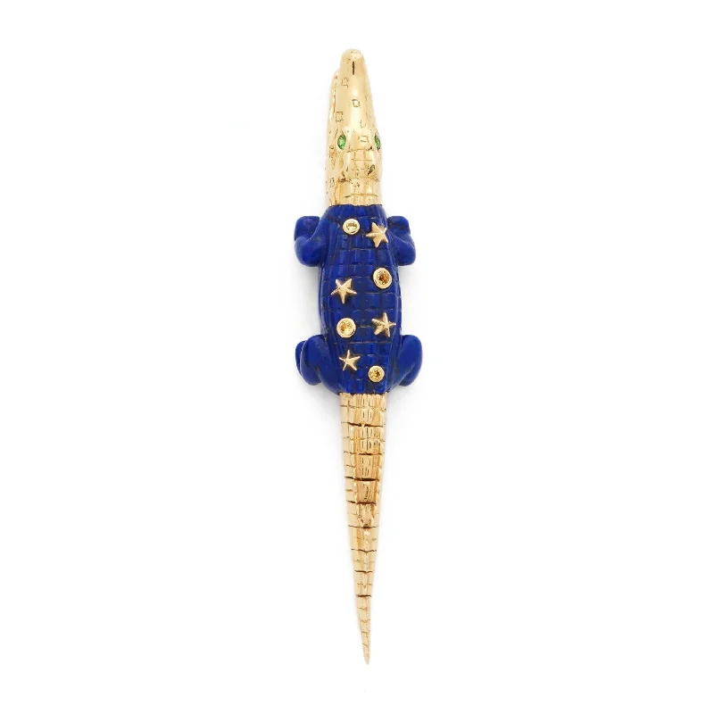 Lapis Star Alligator Bite 18K Gold Earring