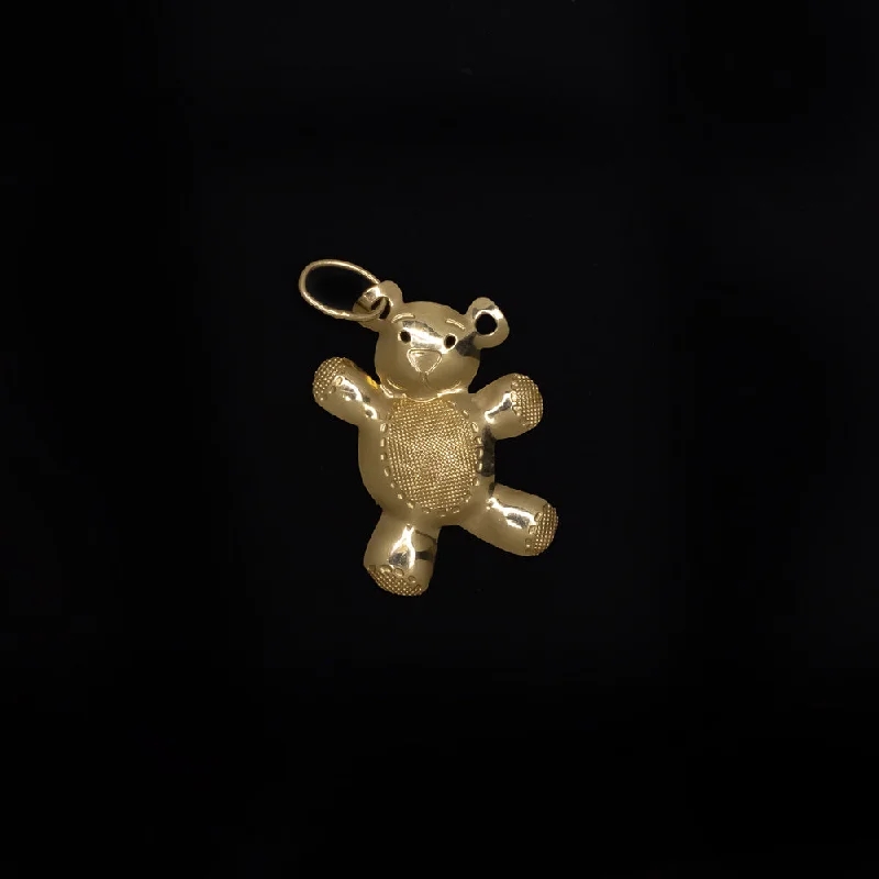 Bright druzy necklaces-SOLID 14k YELLOW GOLD TEDDY BEAR CHARM PENDANT NECKLACE CLASSIC CUTE TOY GIFT