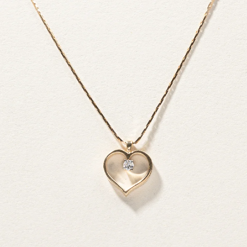 Snap clasp necklaces-Diamond Heart Pendant Necklace | 0.14ct | 16"|