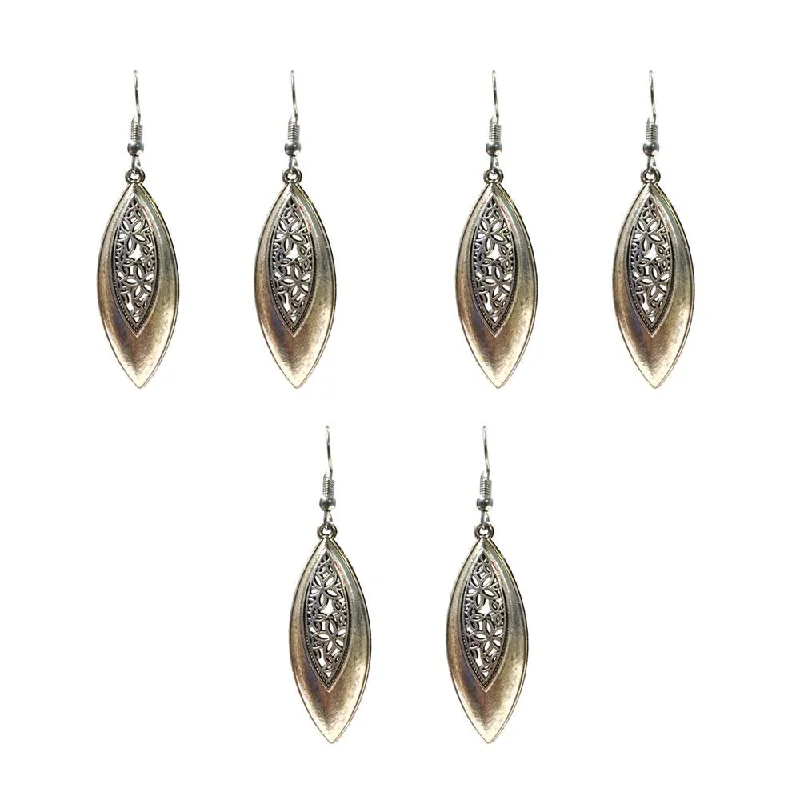 Aged brass earrings-Combo Pack Of 2 Pairs Of Earrings, Gold, Silver Hot and Bold TrendsTops Earring for Girls & Women