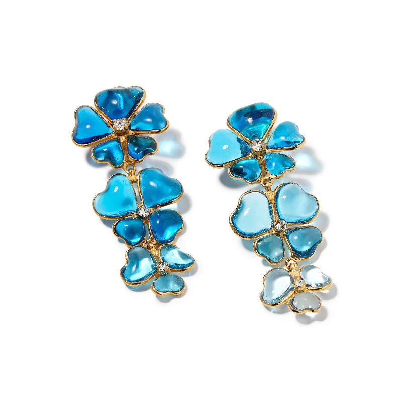 Pink gold earrings-Tres Fleurs Earrings in Turquoise