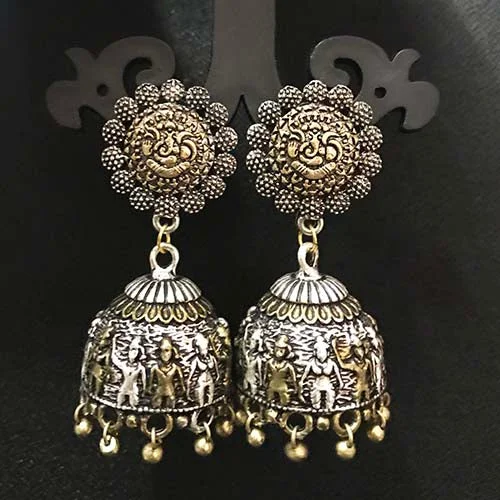 Layered tier earrings-High Quality Indian Made Oxidized Jhumka Earring Sold by per Pair Pack