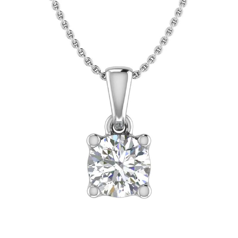 Lunar star necklaces-1/2 Carat 4-Prong Set Diamond Solitaire Pendant Necklace in Gold (Silver Chain Included)