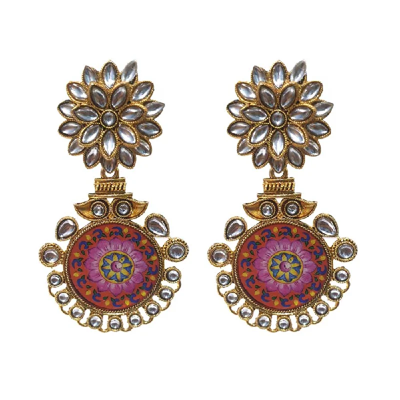 Zodiac charm earrings-FESTIVE COLLECTION' HANDMADE KUNDAN EARRINGS SOLD BY PER PAIR PACK' BIG SIZE 75-80 MM