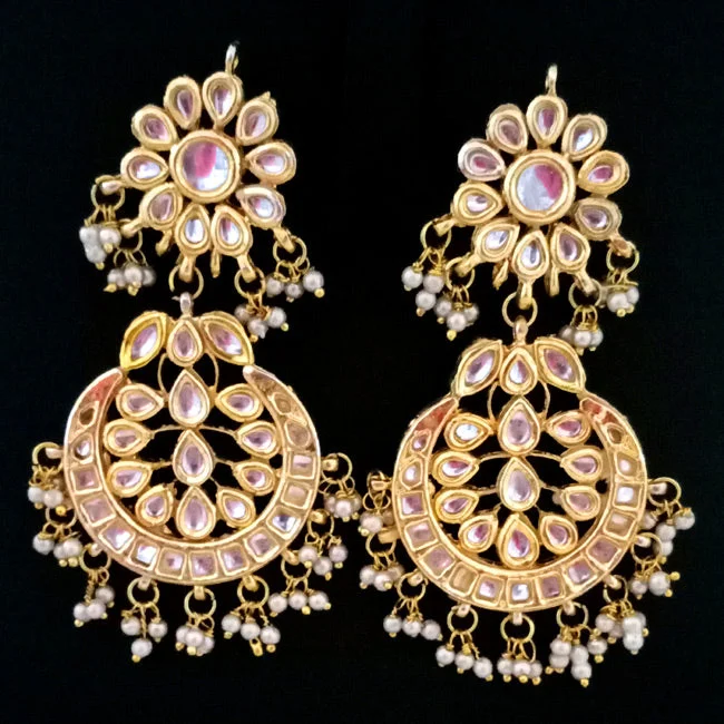 Glossy enamel earrings-''EXCLUSIVE''70-80 mm Hand Crafted Kundan Earrings Sold by per Pair pack