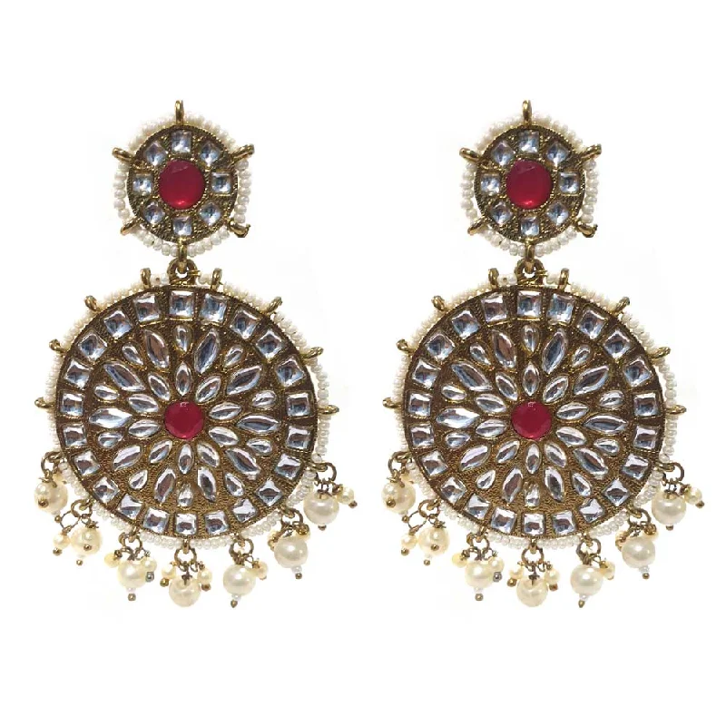 Rough texture earrings-FESTIVE COLLECTION' HANDMADE KUNDAN EARRINGS SOLD BY PER PAIR PACK' BIG SIZE 80x50 MM