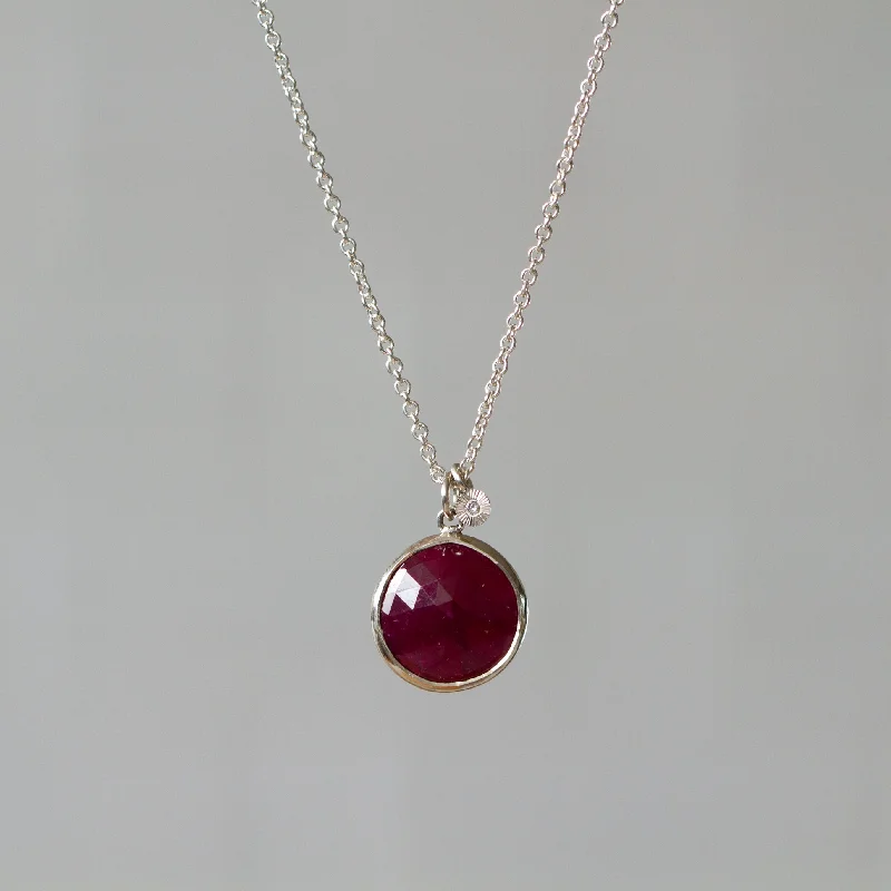 Playful bead necklaces-Rose Cut Ruby Sterling Silver Theia Necklace