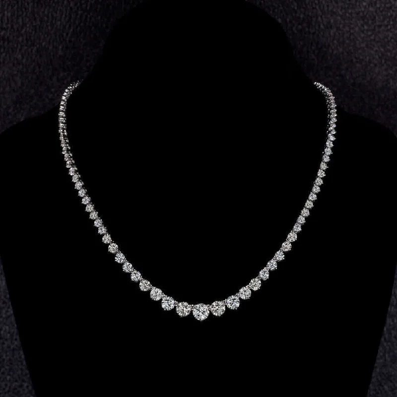 Soft cord necklaces-15 CARAT LAB CREATED IDEAL CUT DIAMOND RIVIERA NECKLACE CLASSIC 14k WHITE GOLD