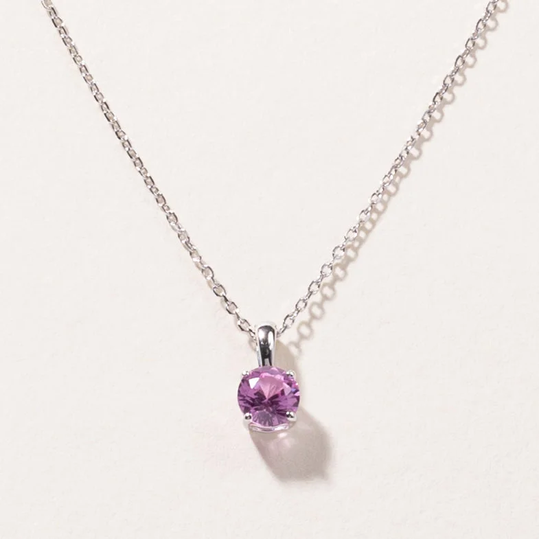 Polished name necklaces-14K White Gold Pink Sapphire Pendant Necklace | 0.60ct | 16" |