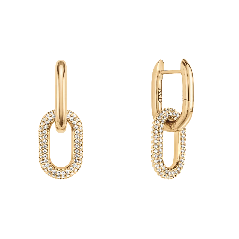 Fine triangle earrings-Crystal Link Earrings Gold