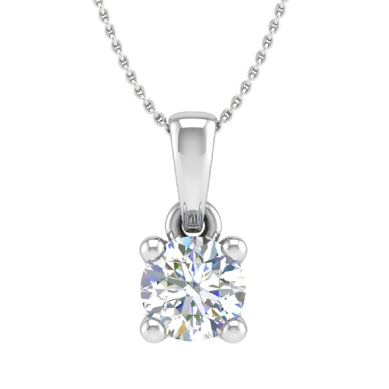 Spirit eye necklaces-1/3 Carat 4-Prong Set Diamond Solitaire Pendant Necklace in Gold (Silver Chain Included) - IGI Certified