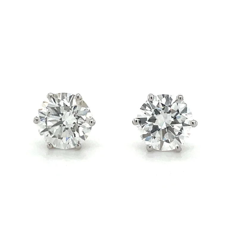 Soft clay earrings-18kt White Gold 1.07ct Laboratory Grown Diamond Six Claw Earrings