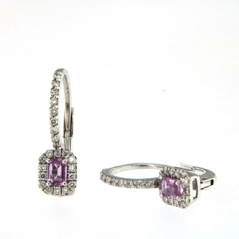 Candy 18K White Gold Earrings w. Diamonds & Pink Sapphire