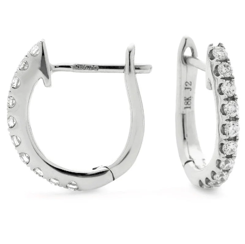 Ruby stud earrings-DIAMOND HOOP EARRINGS IN 18K WHITE GOLD