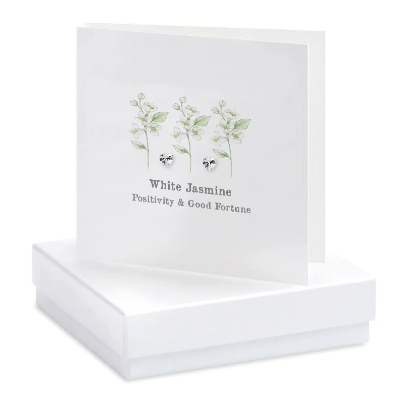 Jasmine Sterling Silver Stud Earrings in a Boxed Card