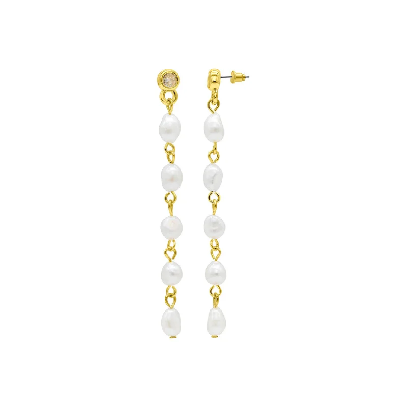 Heavy ring earrings-14k Gold Plated Freshwater Pearl Dangle Earrings