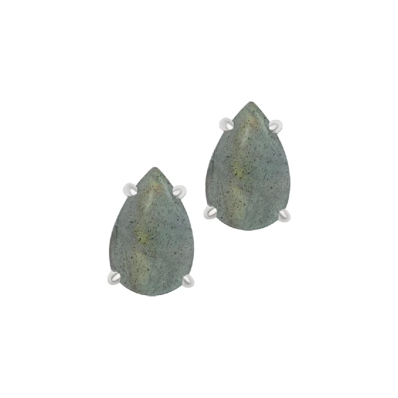 Ruby stud earrings-Labradorite Pear Cut Studs .925 sterling silver