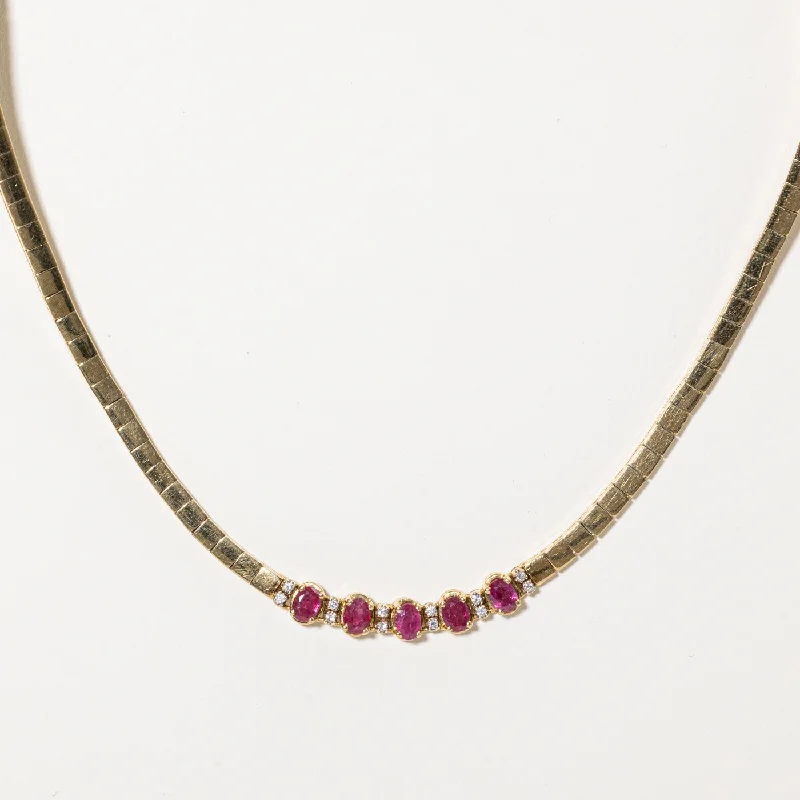 Fine drop necklaces-Ruby & Diamond Pendant Necklace | 2.50ctw, 0.18ctw | 17" |