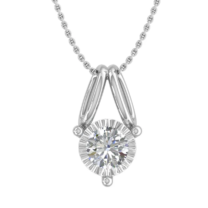 Raised bar necklaces-1/5 Carat Solitaire Diamond Pendant Necklace in Gold (Included Silver Chain) - IGI Certified