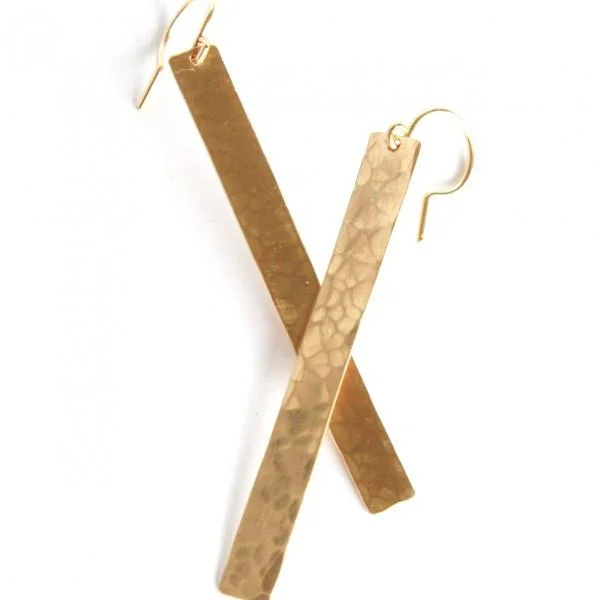 Aged brass earrings-Straight and Narrow earrings