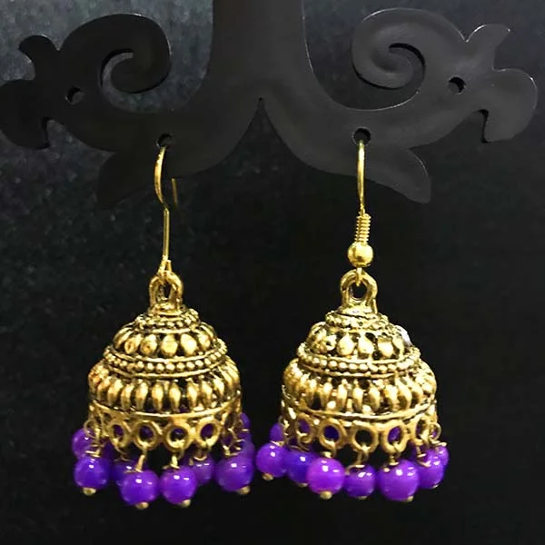 Sleek art earrings-High Quality Indian Made Oxidized Jhumka Earring Sold by per Pair Pack