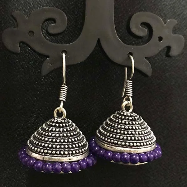 Retro deco earrings-High Quality Indian Made Oxidized Jhumka Earring Sold by per Pair Pack