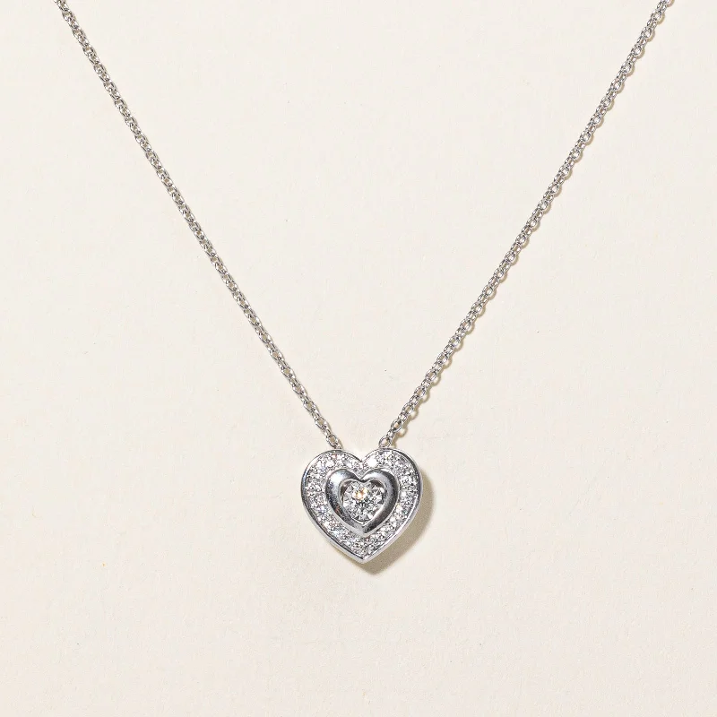 Bali style necklaces-Diamond Heart Pendant & Necklace | 0.09ctw | 18" |