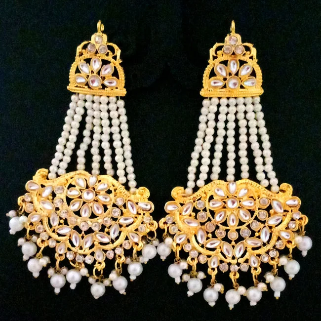 Tide shape earrings-''EXCLUSIVE''80-100 mm Hand Crafted Kundan Earrings Sold by per Pair pack