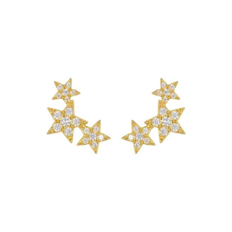 Coiled wire earrings-14k Gold Plated Shooting Star Stud Earrings