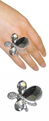 Cultured pearl rings-R1094 Large Blink Blink Butterfly Ring 80150-1094