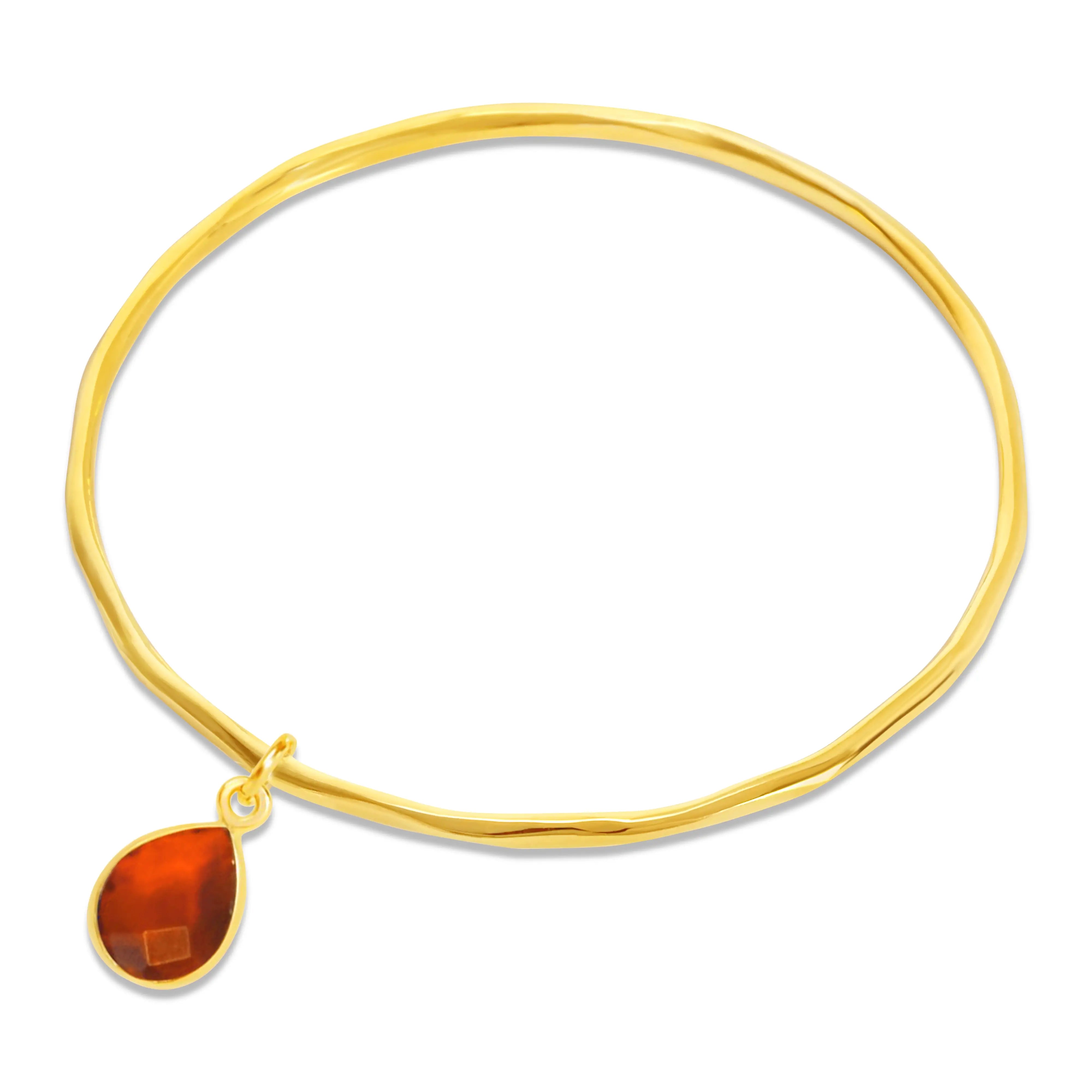 Cedar grain bangles-Carnelian Charm Bangle Gold July Birthstone Bangle