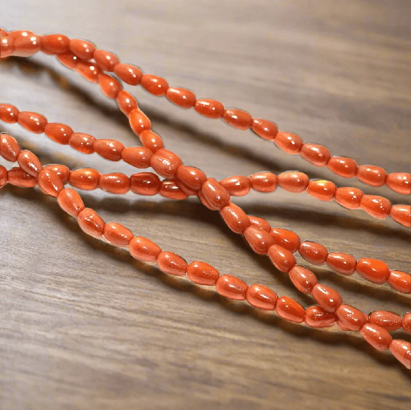 Ruby inlay rings-5 Strings, 4x6mm Glass Beads Drop