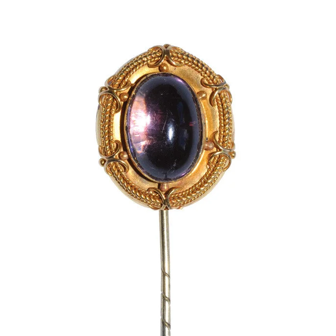 Oval gem bangles-Victorian Amethyst Stick Pin