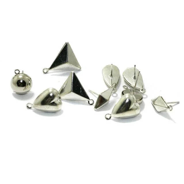 Layered design rings-5 Pairs Assorted Shaped Post Stud Earring Findings With Closed Loop