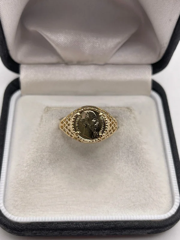 Topaz rings-9ct gold coin ring