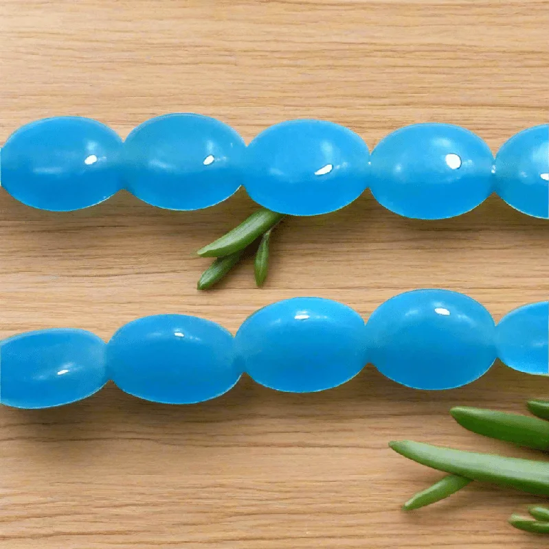 Pure dot rings-1 String Fire Polish Oval Beads Sky Blue 12x8mm