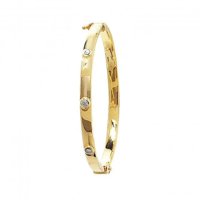 Stacked chain bangles-9ct Yellow Gold Babies Zirconia Bangle BN246