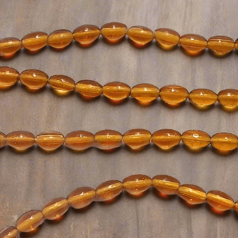 Twist band rings-5 Strings Glass Oval Beads Brown 6x4 mm