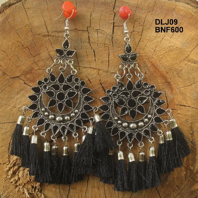 Bead row rings-Meenakari Tassel Dangler Earring Black