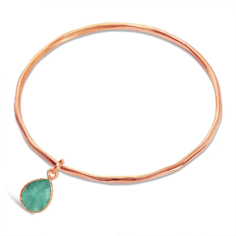 Topaz bangles-Chrysoprase Charm Bangle | Rose Gold | May