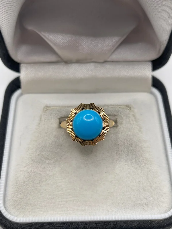 Pink gold rings-18ct gold turquoise ring