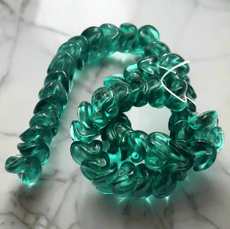 Layered metal rings-1 string 12mm Twisty Glass Beads